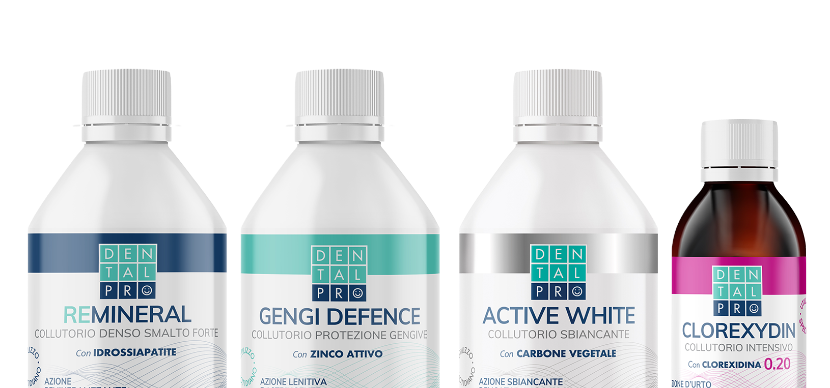 dettagli collutori della linea oralcare Smalto denso - protezione gengive - sbiancante - intensivo